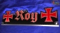 Preview: LED Namensschild Symbolik Eisernes Kreuz Gravur "Roy" oder Wunschname in Frakturschrift Altdeutsch als Konturschnitt - Truckerschild Neonschild Leuchtschild