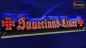 Preview: LED Namensschild Symbolik Eisernes Kreuz Gravur "Sauerland-Liner" oder Wunschname in Frakturschrift Altdeutsch als Konturschnitt - Truckerschild Neonschild Leuchtschild