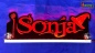 Preview: LED Namensschild Symbolik Hexe Gravur "Sonja" oder Wunschname als Konturschnitt - Truckerschild Neonschild Leuchtschild