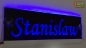 Preview: LED Namensschild Gravur "Stanislaw" oder Wunschname auf Rechteckplatte - Truckerschild Neonschild Leuchtschild