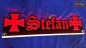 Preview: LED Namensschild Symbolik Eisernes Kreuz Gravur "Stefan" oder Wunschname in Frakturschrift Altdeutsch als Konturschnitt - Truckerschild Neonschild Leuchtschild