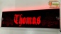 Preview: LED Namensschild Detailzeichnung Amitruck Gravur "Thomas" oder Wunschname in Frakturschrift Altdeutsch auf Rechteckplatte - Truckerschild Neonschild Leuchtschild