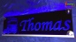 Preview: LED Namensschild Detailzeichnung Zugmaschine Gravur "Thomas" oder Wunschname auf Rechteckplatte - Truckerschild Neonschild Leuchtschild