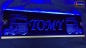 Preview: LED Namensschild Detailzeichnung Zugmaschine Gravur "TOMY" oder Wunschname auf Rechteckplatte - Truckerschild Neonschild Leuchtschild