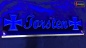 Preview: LED Namensschild Symbolik Eisernes Kreuz Gravur "Torsten" oder Wunschname als Konturschnitt - Truckerschild Neonschild Leuchtschild