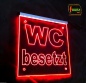 Preview: LED WC Schild - "WC besetzt" (Klosett Örtchen Toilette) Konturgravur - LED Toilettenschild