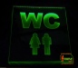 Preview: LED WC-Schild quadratisch "WC Damen Herren" Piktogramm (Klosett Örtchen Toilette) Toilettenschild Hinweisschild Wegweiser Leuchtschild