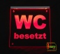 Preview: LED WC-Schild quadratisch "WC besetzt" (Klosett Örtchen Toilette) Toilettenschild Hinweisschild Wegweiser Leuchtschild