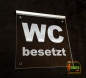 Preview: LED WC-Schild quadratisch "WC besetzt" (Klosett Örtchen Toilette) Toilettenschild Hinweisschild Wegweiser Leuchtschild