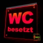 Preview: LED WC-Schild quadratisch "WC besetzt" (Klosett Örtchen Toilette) Toilettenschild Hinweisschild Wegweiser Leuchtschild