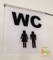 Mobile Preview: LED WC-Schild quadratisch "WC Damen Herren w/m" Piktogramm satiniert-foliert (Klosett Örtchen Toilette) Toilettenschild Hinweisschild Wegweiser Leuchtschild