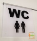 Preview: LED WC-Schild quadratisch "WC Damen Herren w/m" Piktogramm satiniert-foliert (Klosett Örtchen Toilette) Toilettenschild Hinweisschild Wegweiser Leuchtschild