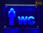 Preview: LED WC Schild "WC + Symbolik Mann" (Klosett Örtchen Toilette) Toilettenschild Wegweiser Leuchtschild