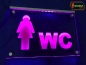 Preview: LED WC Schild "WC + Symbolik Frau" (Klosett Örtchen Toilette) Toilettenschild Wegweiser Leuchtschild