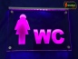 Preview: LED WC Schild "WC + Symbolik Frau" (Klosett Örtchen Toilette) Toilettenschild Wegweiser Leuchtschild