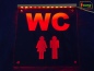 Mobile Preview: LED WC-Schild quadratisch "WC m/w Mann/Frau Männlein/Weiblein" (Klosett Örtchen Toilette) Toilettenschild Hinweisschild Wegweiser Leuchtschild