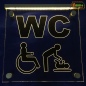 Mobile Preview: LED WC-Schild quadratisch "WC Toilette Klosett Behinderte Wickeltisch Wickelraum Sanitärraum" Toilettenschild Hinweisschild Wegweiser Leuchtschild