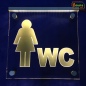 Preview: LED WC-Schild quadratisch "WC Damen weiblich" Piktogramm (Klosett Örtchen Toilette) Toilettenschild Hinweisschild Wegweiser Leuchtschild