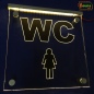 Preview: LED WC-Schild quadratisch "WC weiblich Damen" Piktogramm (Klosett Örtchen Toilette) Toilettenschild Hinweisschild Wegweiser Leuchtschild