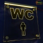 Mobile Preview: LED WC-Schild quadratisch "WC männlich Herren" Piktogramm (Klosett Örtchen Toilette) Toilettenschild Hinweisschild Wegweiser Leuchtschild