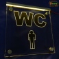 Preview: LED WC-Schild quadratisch "WC männlich Herren" Piktogramm (Klosett Örtchen Toilette) Toilettenschild Hinweisschild Wegweiser Leuchtschild