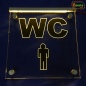 Mobile Preview: LED WC-Schild quadratisch "WC männlich Herren" Piktogramm (Klosett Örtchen Toilette) Toilettenschild Hinweisschild Wegweiser Leuchtschild