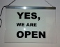 Preview: LED Hinweisschild "Yes, we are open" | Acrylglas Leuchtschild