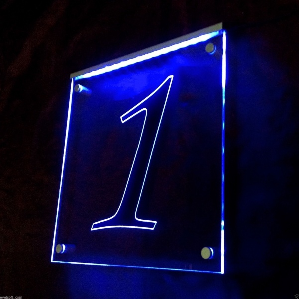 LED Hausnummer, LED Gravur Leuchtschild, Ziffer - Nummer " 1 "