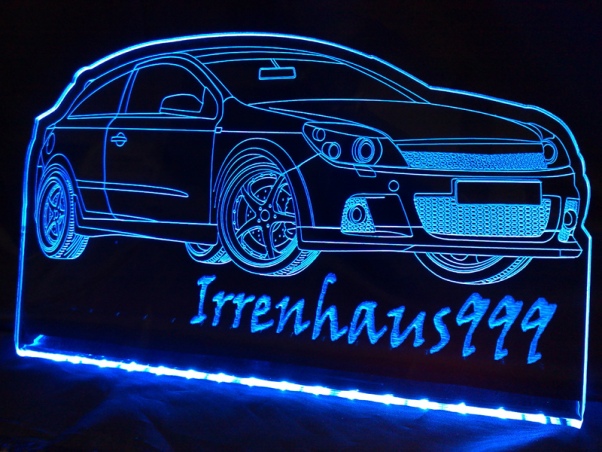 LED Fahrzeug-Gravur für "Opel Astra H OPC - GTC - 16V" Oldtimer Liebhaber Tuning Wanddekoration Leuchtschild