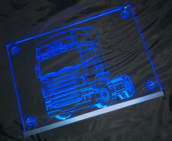 LED Leuchtschild, Namensschild, Truck Scan ,LKW + Wunschname