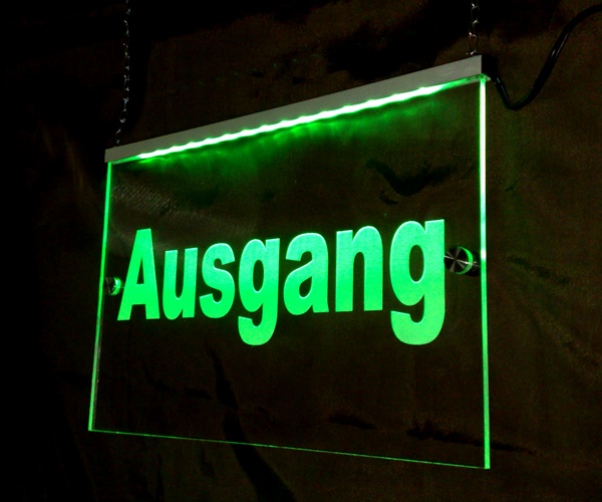 LED Hinweisschild Gravur “Ausgang" Info-Schild Signalschild Werbeschild Leuchtschild