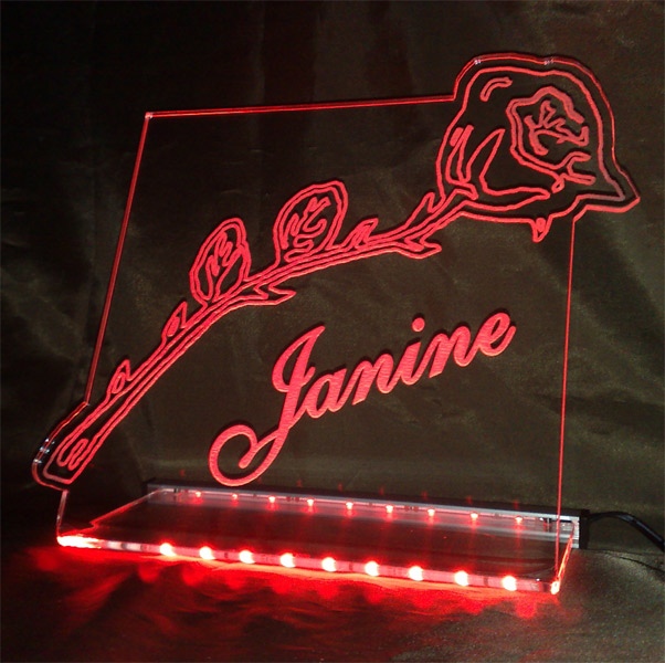 LED Aufsteller Rose + Wunschnamen Geschenk Liebe Lampe Leuchtschild