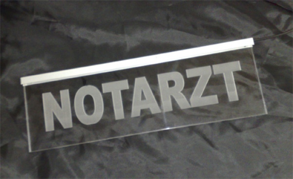 LED Leuchtschild, Einsatzschild " Notarzt " Gravur