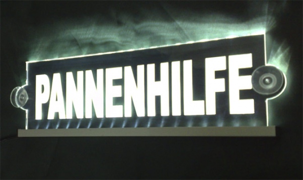 LED Leuchtschild, Einsatzschild " Pannenhilfe " - Gravur