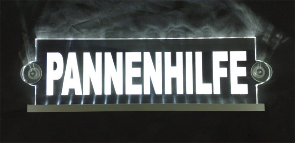 LED Leuchtschild, Einsatzschild " Pannenhilfe " - Gravur