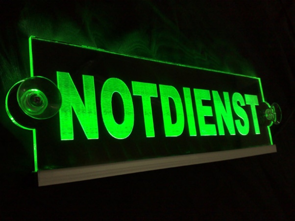 LED Leuchtschild, Einsatzschild " Notdienst " als Gravur