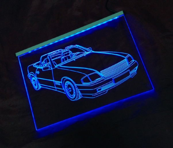 LED Fahrzeug-Gravur für "Mercedes Benz SL 500" Oldtimer Liebhaber Tuning Wanddekoration Leuchtschild