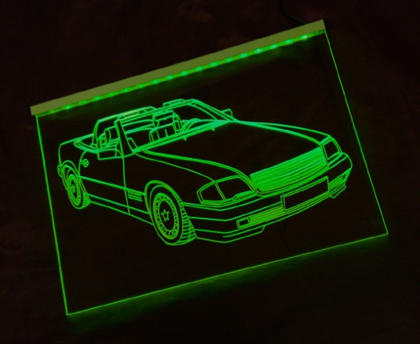 LED Fahrzeug-Gravur für "Mercedes Benz SL 500" Oldtimer Liebhaber Tuning Wanddekoration Leuchtschild