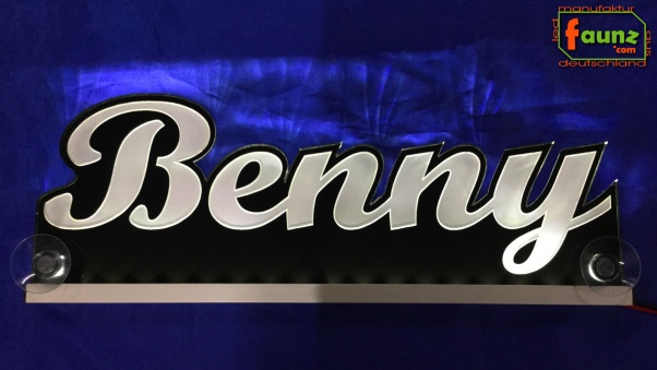 Ihr LED Wunschname "Benny" Namensschild Leuchtschild Truckerschild