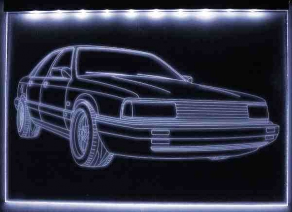 LED Fahrzeug-Gravur für "Audi Quattro 200 20V" Oldtimer Liebhaber Tuning Wanddekoration Leuchtschild