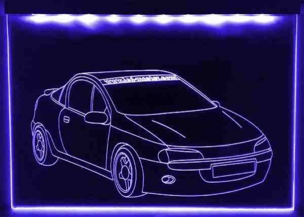 LED Fahrzeug-Gravur für "Opel Tigra 16V" Oldtimer Liebhaber Tuning Wanddekoration Leuchtschild