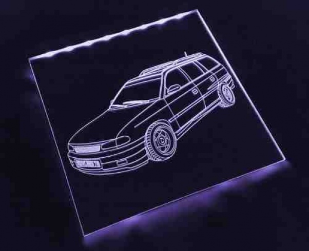 LED Fahrzeug-Gravur für "Opel Astra F Caravan 16V GSI" Oldtimer Liebhaber Tuning Wanddekoration Leuchtschild