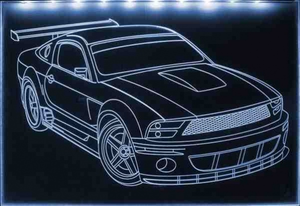 LED Fahrzeug-Gravur für "Ford Mustang GT" Oldtimer Liebhaber Tuning Wanddekoration Leuchtschild
