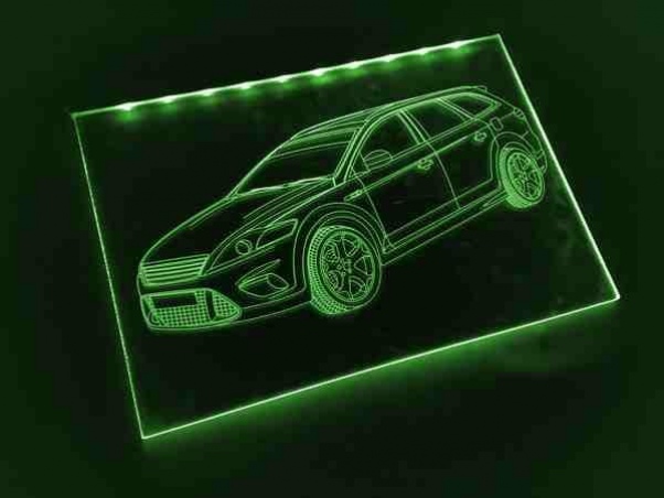 LED Fahrzeug-Gravur für "Ford Mondeo ST" Oldtimer Liebhaber Tuning Wanddekoration Leuchtschild