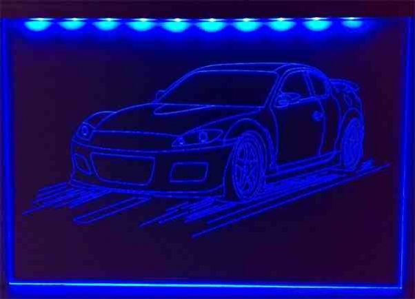 LED Fahrzeug-Gravur für "Mazda RX 8" Oldtimer Liebhaber Tuning Wanddekoration Leuchtschild