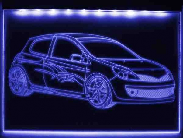 LED Fahrzeug-Gravur für "Renault Clio 16V" Oldtimer Liebhaber Tuning Wanddekoration Leuchtschild