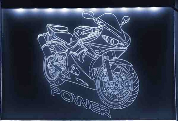 LED Fahrzeug-Gravur für "Yamaha R6 2" Oldtimer Liebhaber Tuning Wanddekoration Leuchtschild
