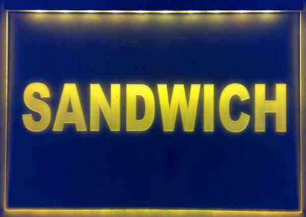 LED Werbeschild Angebotsschild Gravur "Sandwich" Ladenschild Lichtwerbung Leuchtreklame Leuchtschild