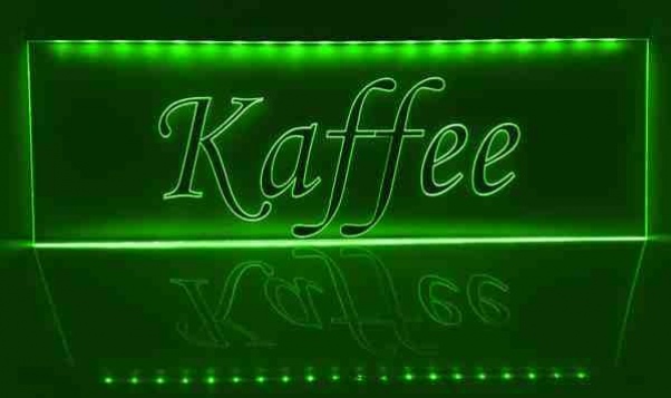 LED Werbeschild Angebotsschild Gravur "Kaffee" Ladenschild Lichtwerbung Leuchtreklame Leuchtschild