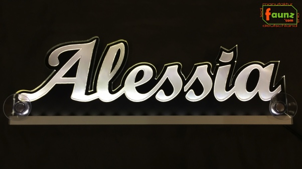 Ihr LED Wunschname "Alessia" Namensschild Leuchtschild Truckerschild als Konturschnitt